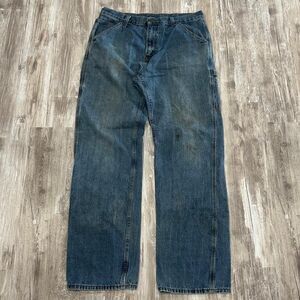 Authentic Vintage 90s/2000s Faded Glory Men's distressed utility blue denim carp